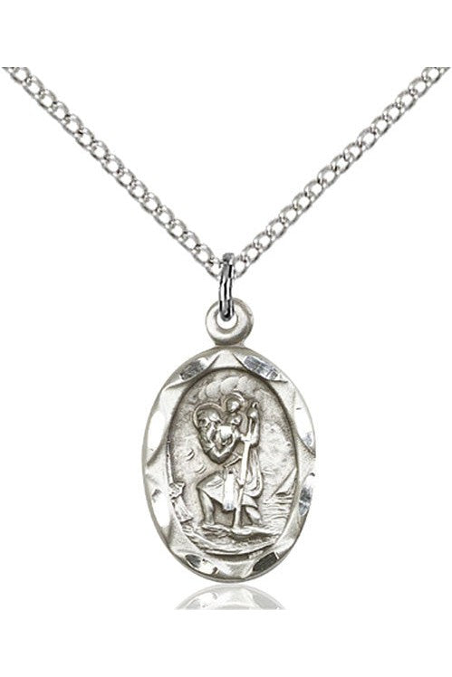 St. Christopher Medal - FN0612C-Jewelry-Bliss Mfg-Sterling Silver-Michigan Church Supply