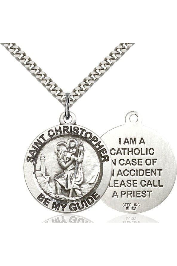 St. Christopher Medal - FN4074-Jewelry-Bliss Mfg-Sterling Silver-Michigan Church Supply