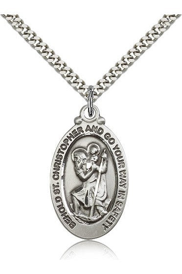 St. Christopher Medal - FN4145C-Jewelry-Bliss Mfg-Sterling Silver-Michigan Church Supply