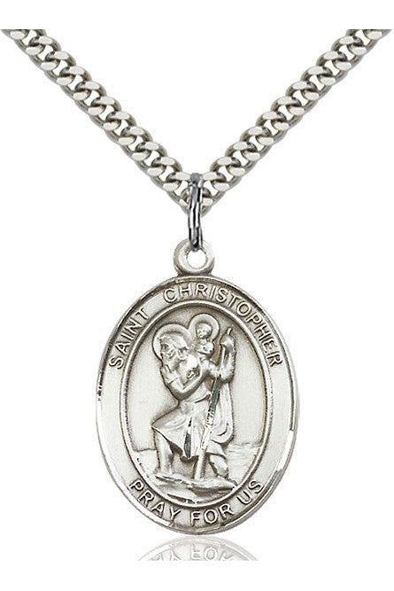 St. Christopher Medal - FN7022-Jewelry-Bliss Mfg-Sterling Silver-Michigan Church Supply