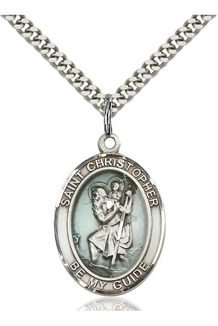 St. Christopher Medal - FN7022E-Jewelry-Bliss Mfg-Sterling Silver-Michigan Church Supply