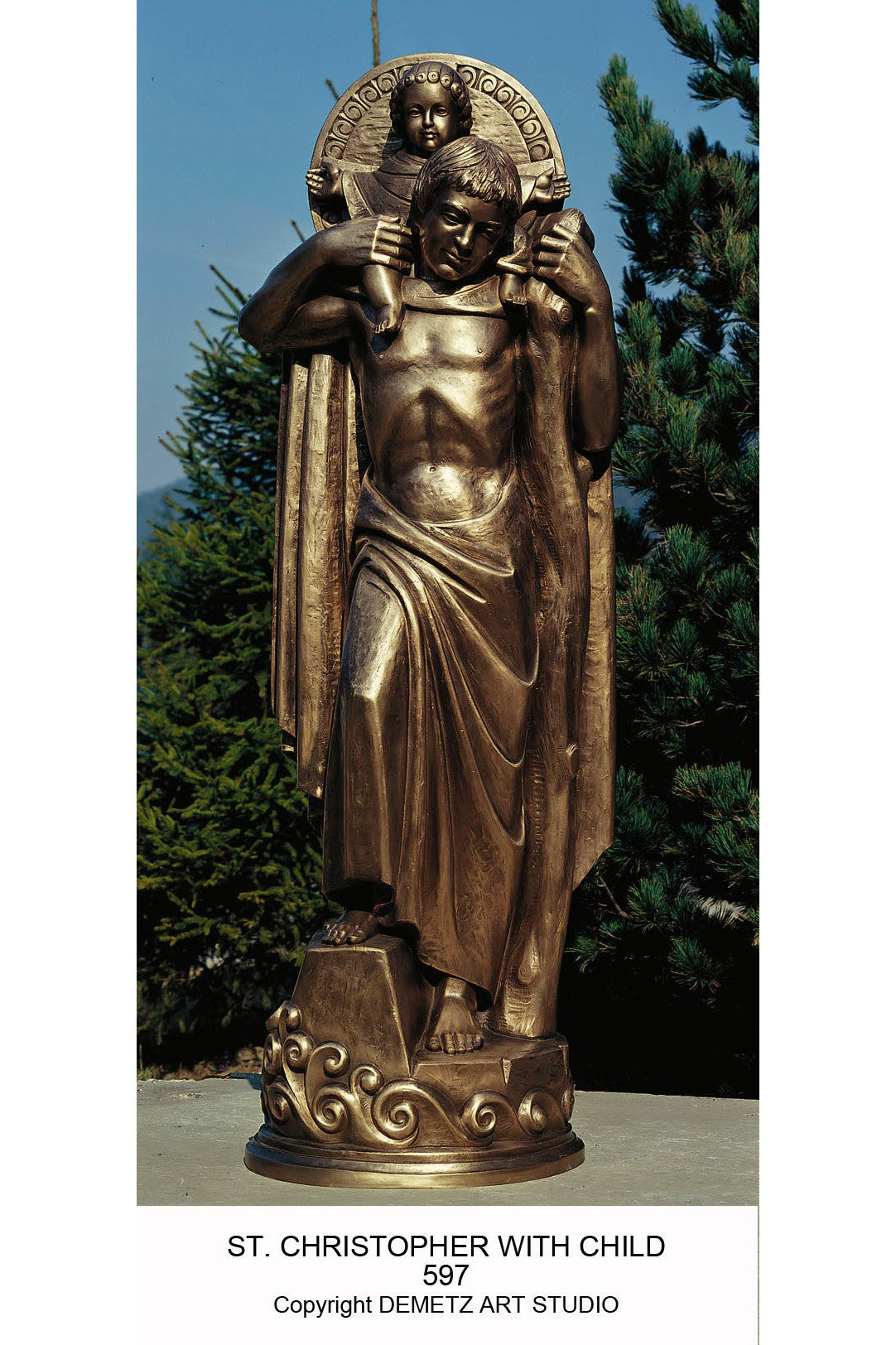 St. Christopher with Child - HD597-Church Life-Demetz-Linden Wood 36"-Michigan Church Supply