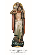 St. Christopher with Child - HD597-Church Life-Demetz-Linden Wood 36"-Michigan Church Supply