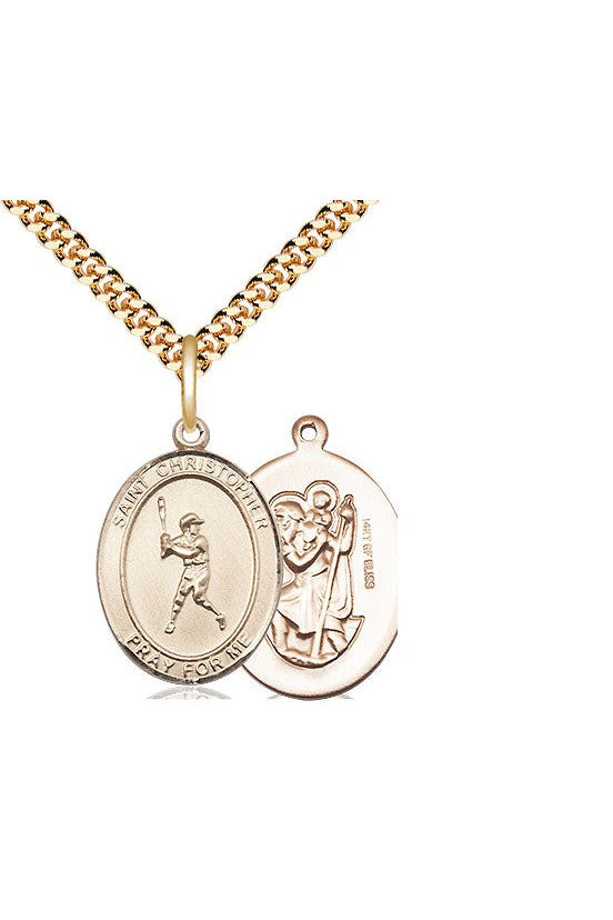 St. Christopher/Baseball Medal - FN8150-Jewelry-Bliss Mfg-Gold Filled-Michigan Church Supply