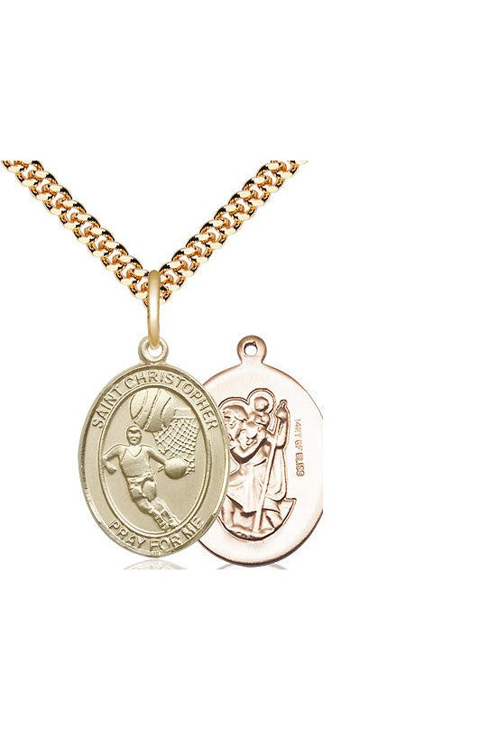 St. Christopher/Basketball Medal - FN8502-Jewelry-Bliss Mfg-Gold Filled-Michigan Church Supply