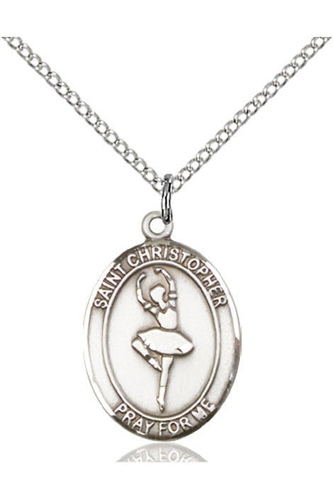 St. Christopher/Dance Medal - FN8143-Jewelry-Bliss Mfg-Sterling Silver-Michigan Church Supply