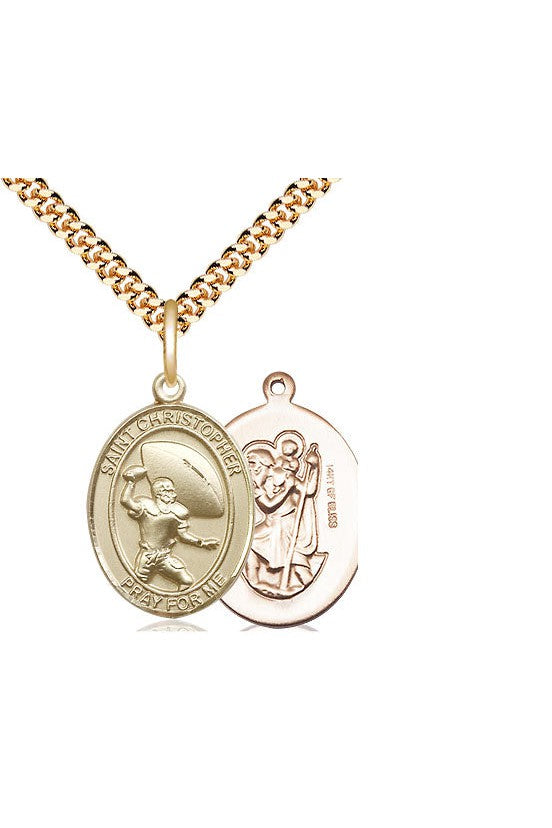 St. Christopher/Football Medal - FN8501-Jewelry-Bliss Mfg-Gold Filled-Michigan Church Supply