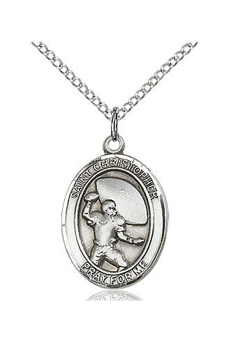 St. Christopher/Football Medal - FN8501-Jewelry-Bliss Mfg-Sterling Silver-Michigan Church Supply