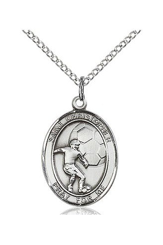 St. Christopher/Soccer Medal - FN8503-Jewelry-Bliss Mfg-Sterling Silver-Michigan Church Supply