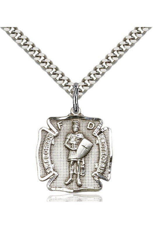 St. Florian Medal - FN0070-Jewelry-Bliss Mfg-Sterling Silver-Michigan Church Supply