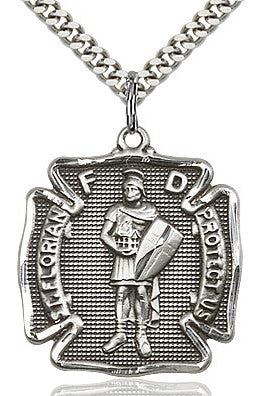 St. Florian Medal - FN5445-Jewelry-Bliss Mfg-Sterling Silver-Michigan Church Supply