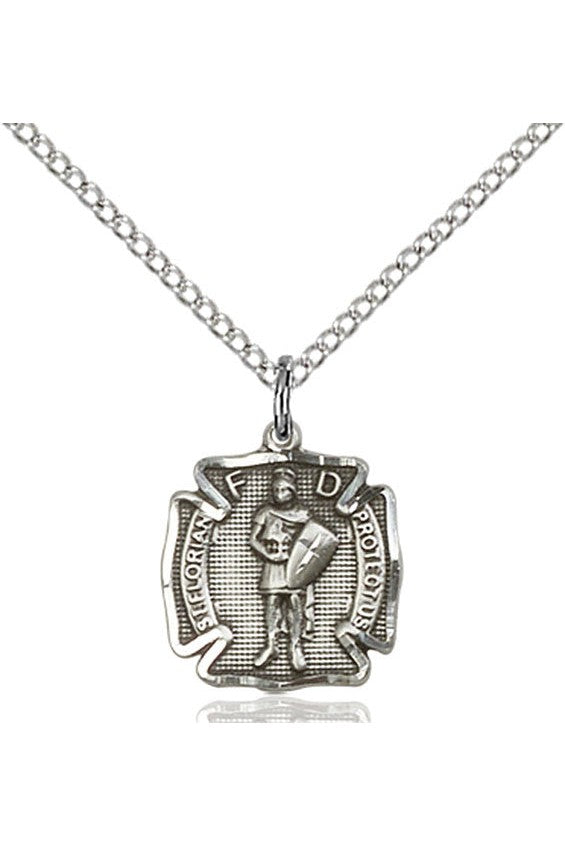 St. Florian Medal - FN5686-Jewelry-Bliss Mfg-Sterling Silver-Michigan Church Supply