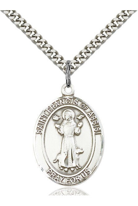 St. Francis of Assisi Medal - FN7036-Jewelry-Bliss Mfg-Sterling Silver-Michigan Church Supply