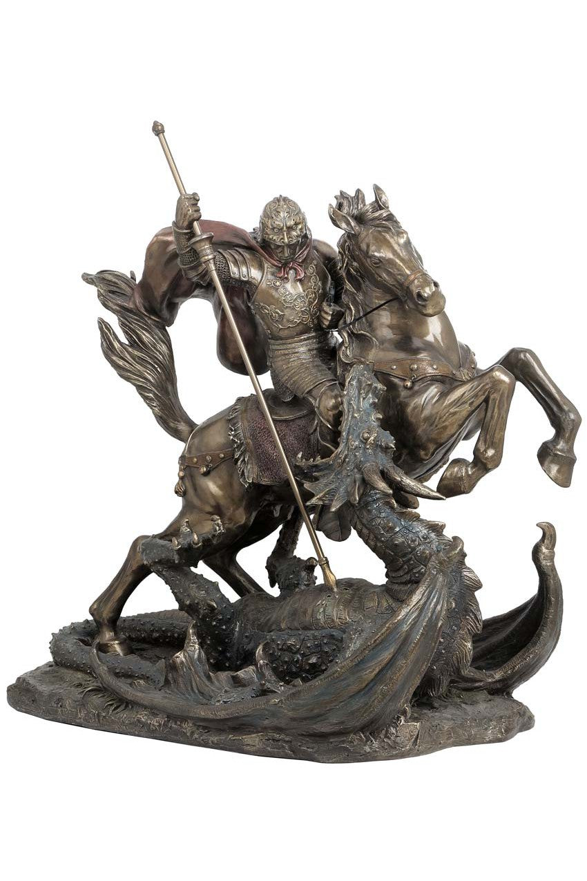 St. George w/Dragon, Lightly Hand-Painted, Cold Cast Bronze, 32" - ZWSR76764-Church Life-Goldscheider of Vienna-Michigan Church Supply