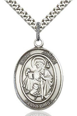 St. James the Greater Medal - FN7050-Jewelry-Bliss Mfg-Sterling Silver-Michigan Church Supply