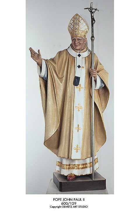 St. John Paul II - HD600129-Church Life-Demetz-Linden Wood 15"-Michigan Church Supply