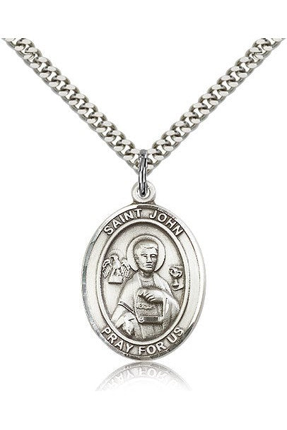 St. John the Apostle Medal - FN7056-Jewelry-Bliss Mfg-Sterling Silver-Michigan Church Supply