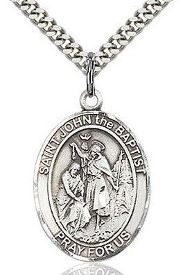 St. John the Baptist Medal - FN7054-Jewelry-Bliss Mfg-Sterling Silver-Michigan Church Supply