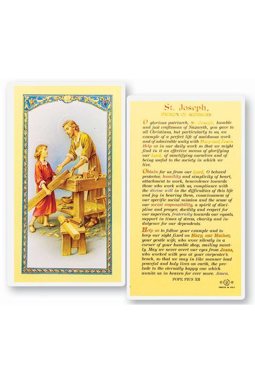 St. Joseph Patron of Workers Holy Card - TAE24635-Inspirational Gifts-Hirten-Michigan Church Supply