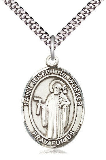 St. Joseph The Worker Medal - FN7220-Jewelry-Bliss Mfg-Sterling Silver-Michigan Church Supply