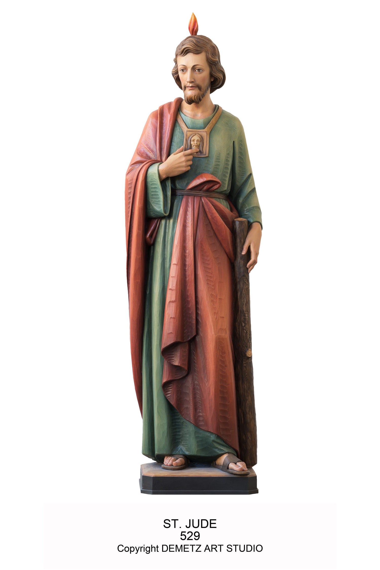 St. Jude with Flame - HD529-Church Life-Demetz-Fiberglass 36"-Michigan Church Supply