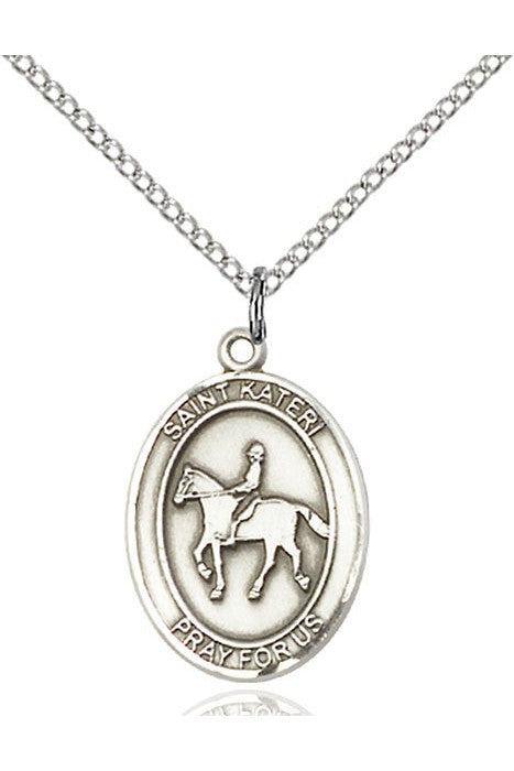 St. Kateri / Equestrian Medal - FN8182-Jewelry-Bliss Mfg-Sterling Silver-Michigan Church Supply