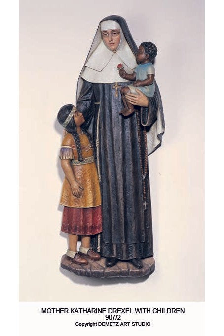 St. Katharine Drexel with Children - 3/4 relief - HD9072-Church Life-Demetz-Michigan Church Supply