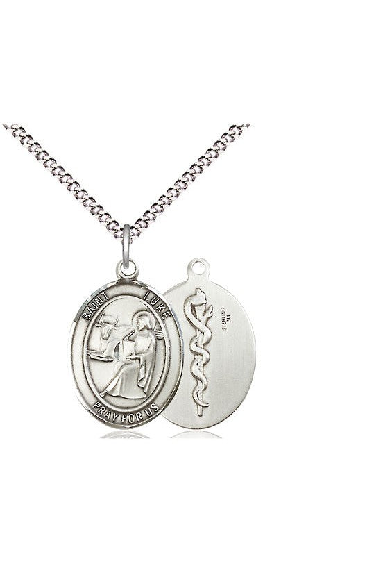 St. Luke the Apostle / Doctor Medal - FN8068-Jewelry-Bliss Mfg-Sterling Silver-Michigan Church Supply