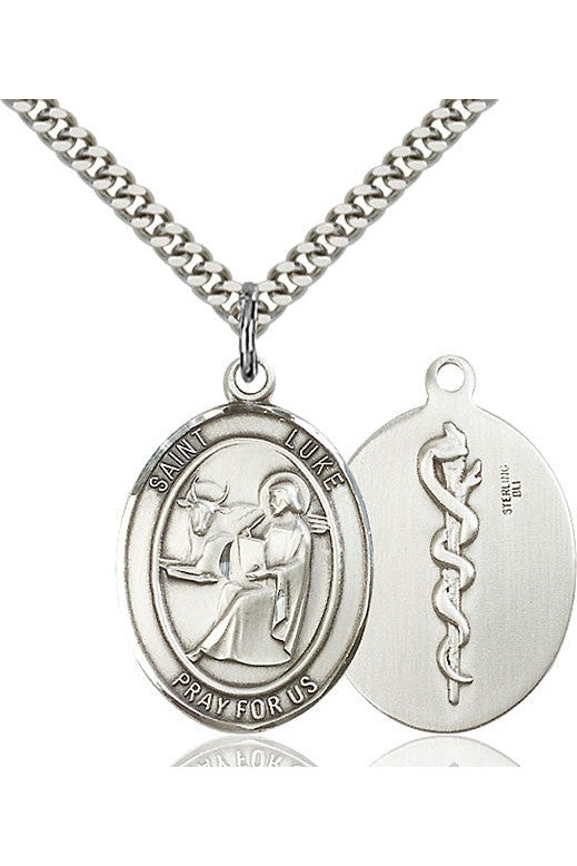 St. Luke the Apostle/Doctor Medal - FN7068-Jewelry-Bliss Mfg-Sterling Silver-Michigan Church Supply