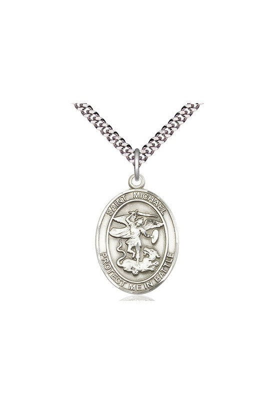 St. Michael Guardian Angel Medal - FN1173-Jewelry-Bliss Mfg-Sterling Silver-Michigan Church Supply