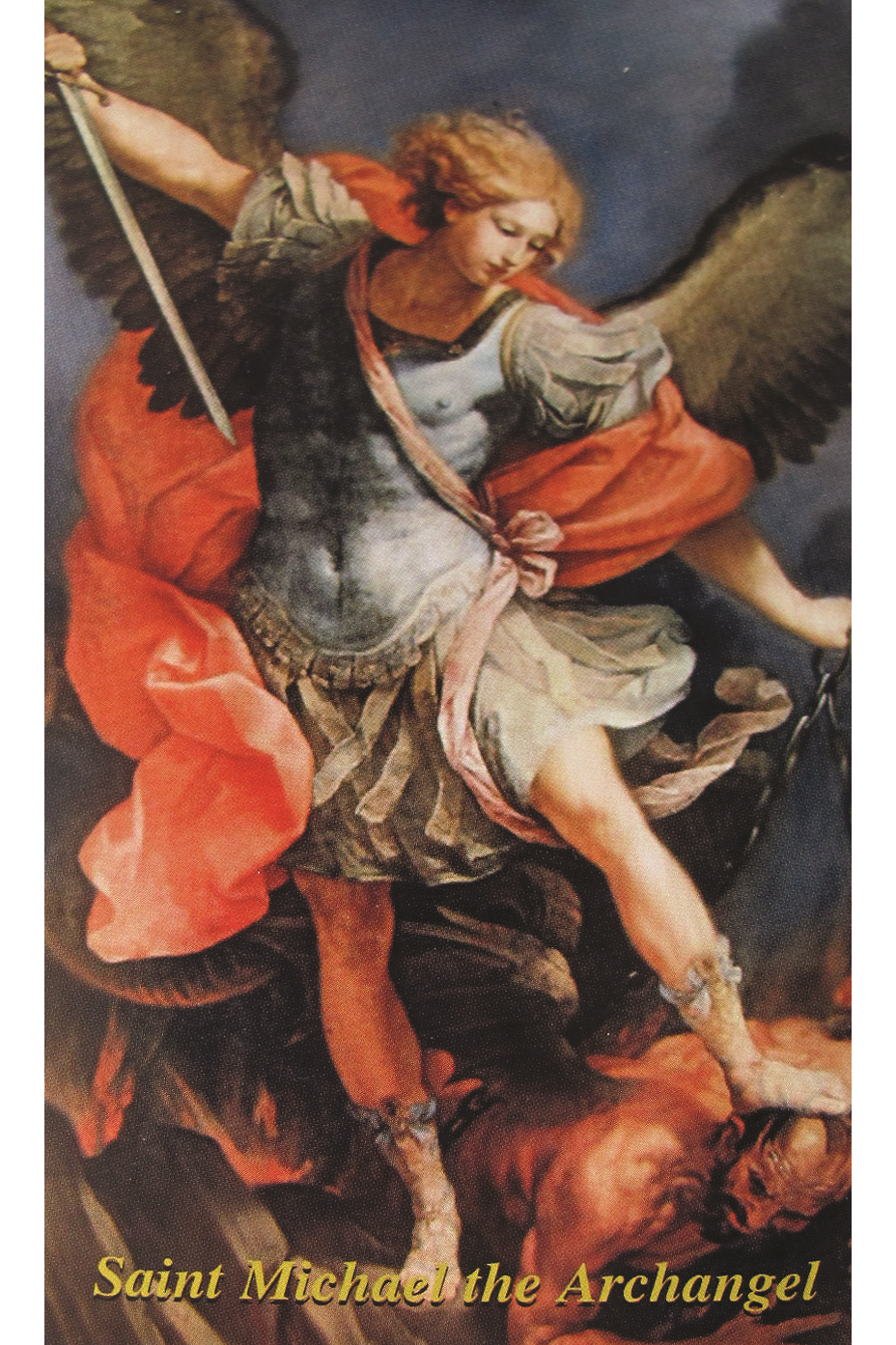 St. Michael Holy Card - LAHCMK-Inspirational Gifts-RELIGIOUS ART INC-Paper 100 pk-Michigan Church Supply