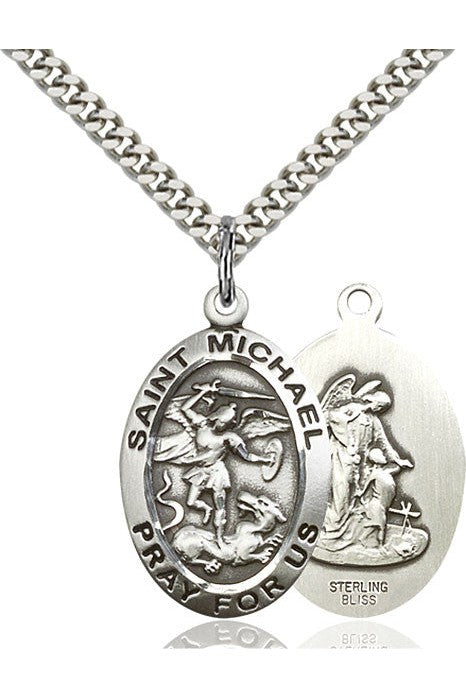 St. Michael the Archangel Medal - FN4027-Jewelry-Bliss Mfg-Sterling Silver-Michigan Church Supply