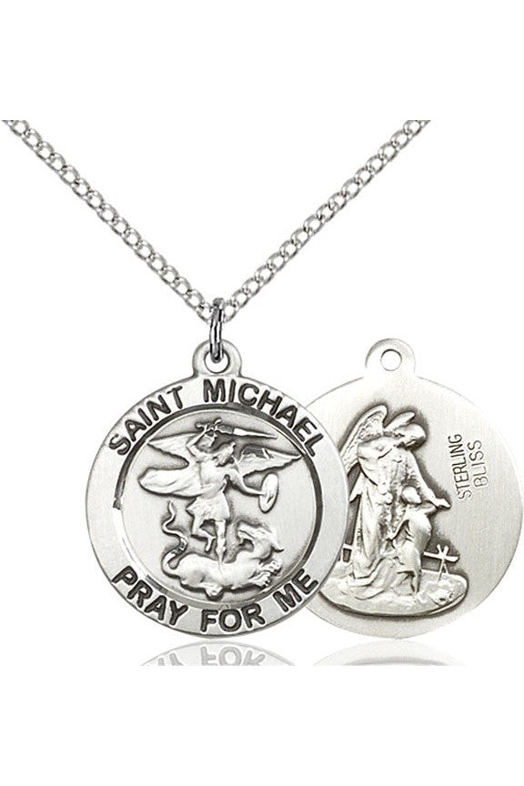 St. Michael the Archangel Medal - FN4057-Jewelry-Bliss Mfg-Sterling Silver-Michigan Church Supply