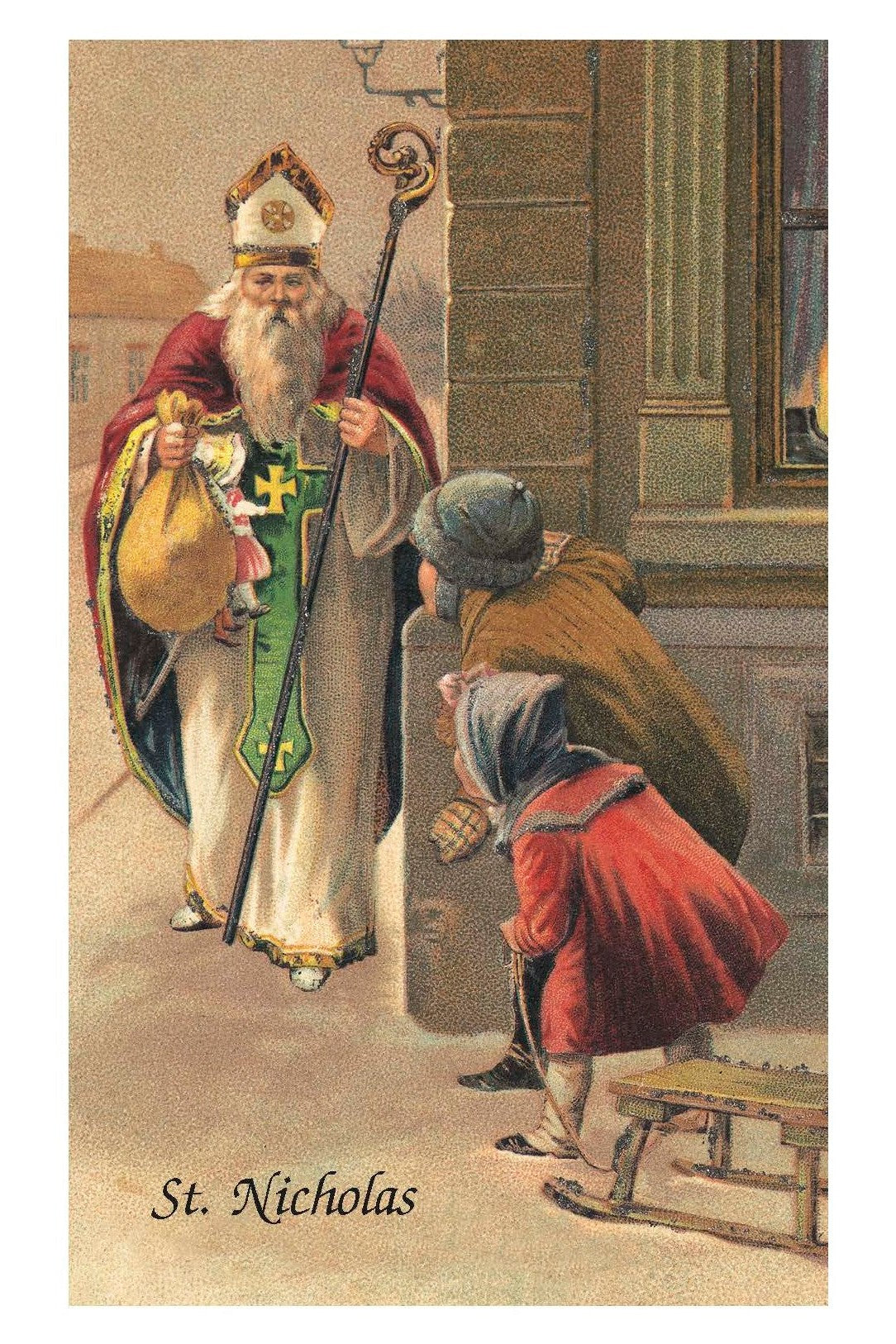 St. Nicholas Holy Card Prayer for Children - LA3998-Inspirational Gifts-RELIGIOUS ART INC-Paper 100 pk-Michigan Church Supply