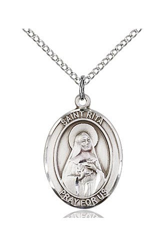 St. Rita of Cascia / Baseball Medal - FN8181-Jewelry-Bliss Mfg-Sterling Silver-Michigan Church Supply