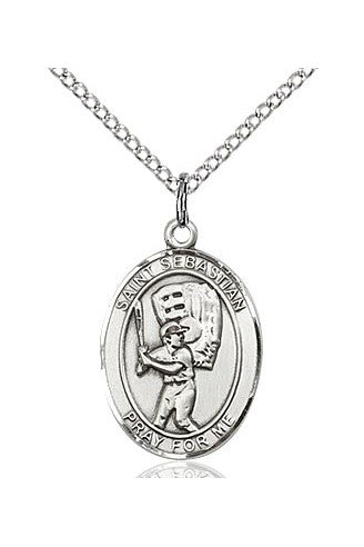 St. Sebastian / Baseball Medal - FN8600-Jewelry-Bliss Mfg-Sterling SIlver-Michigan Church Supply