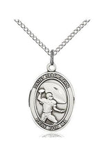 St. Sebastian / Football Medal - FN8601-Jewelry-Bliss Mfg-Sterling Silver-Michigan Church Supply