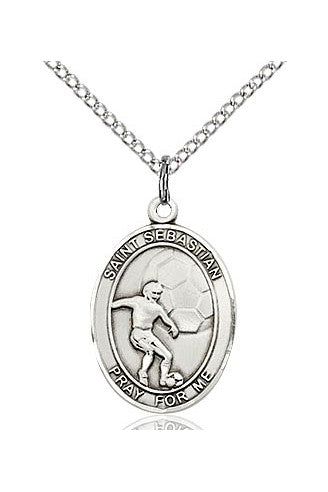 St. Sebastian / Soccer Medal - FN8603-Jewelry-Bliss Mfg-Sterling Silver-Michigan Church Supply