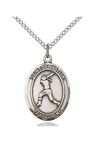 St. Sebastian / Softball Medal - FN8183-Jewelry-Bliss Mfg-Sterling Silver-Michigan Church Supply