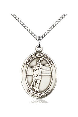 St. Sebastian / Volleyball Medal - FN8186-Jewelry-Bliss Mfg-Sterling Silver-Michigan Church Supply