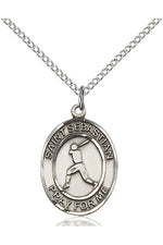 St. Sebastian/Baseball Medal - FN8160-Jewelry-Bliss Mfg-Sterling Silver-Michigan Church Supply