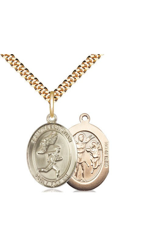 St. Sebastian/Track & Field Medal - FN8609-Jewelry-Bliss Mfg-Gold Filled-Michigan Church Supply