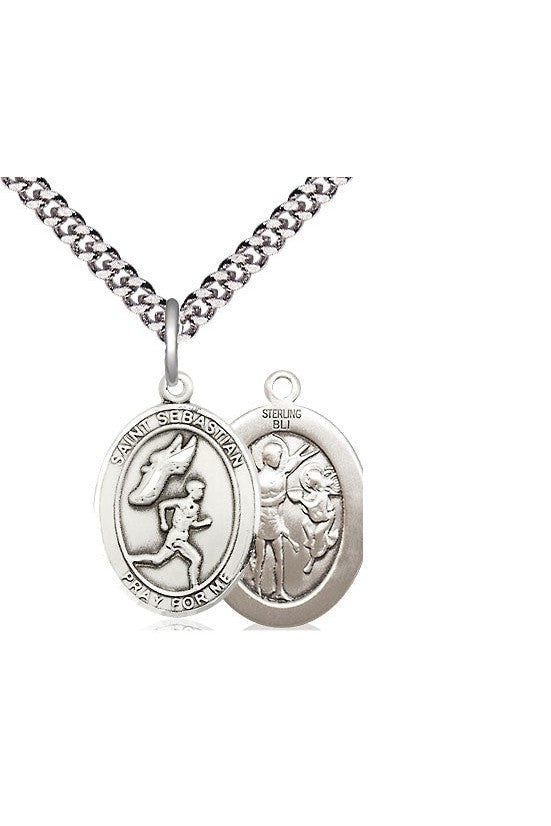 St. Sebastian/Track & Field Medal - FN8609-Jewelry-Bliss Mfg-Sterling Silver-Michigan Church Supply