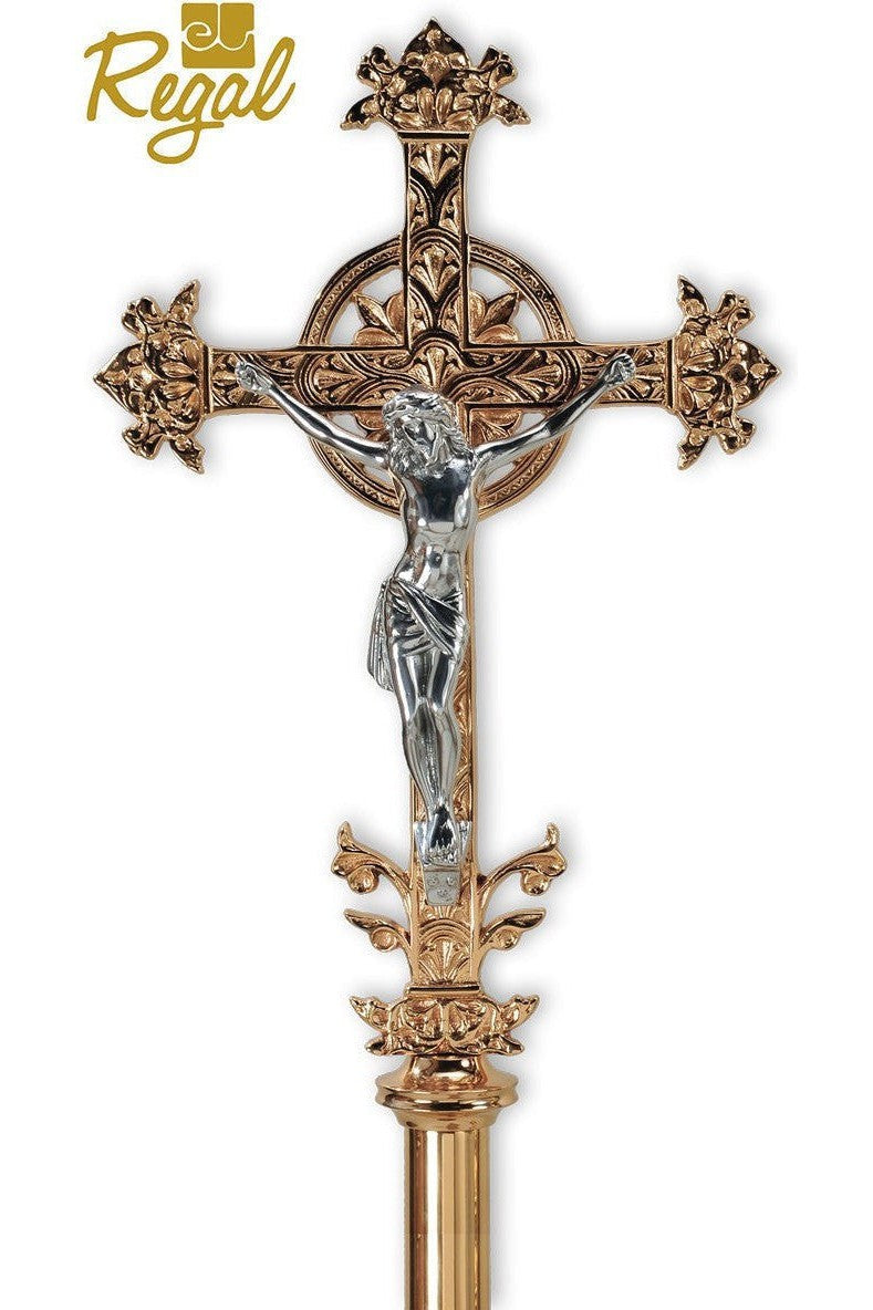 Standing Processional Crucifix - QF30PC18-Church Life-Empire Bronze-High Polish-Michigan Church Supply