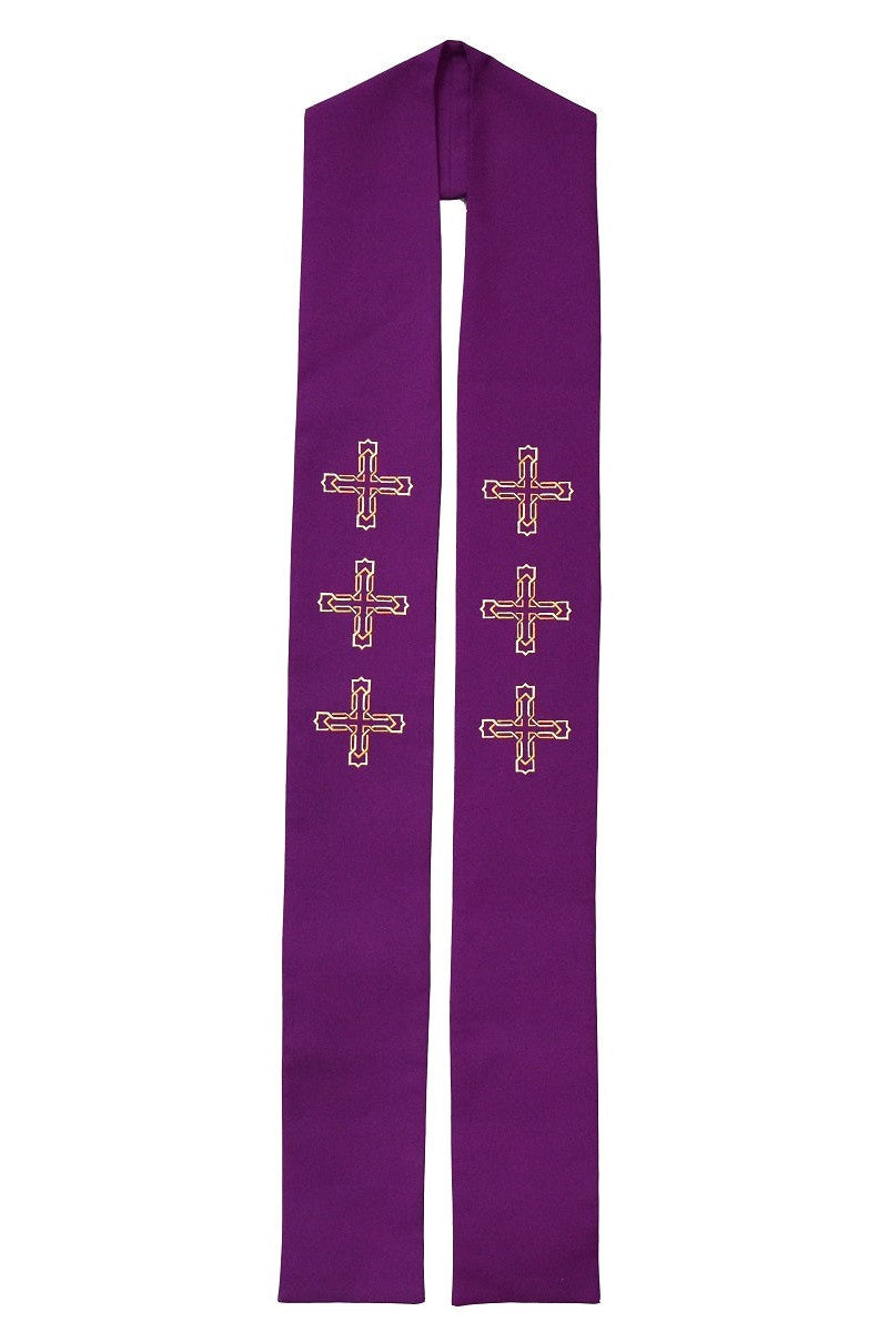 Stole with 3 crosses - SL765/SL766-Church Life-Beau Veste-Pure White-Priest Overlay-Michigan Church Supply