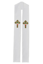 Stole with Celtic Cross - SL767/SL768-Church Life-Beau Veste-Pure White-Priest Overlay-Michigan Church Supply