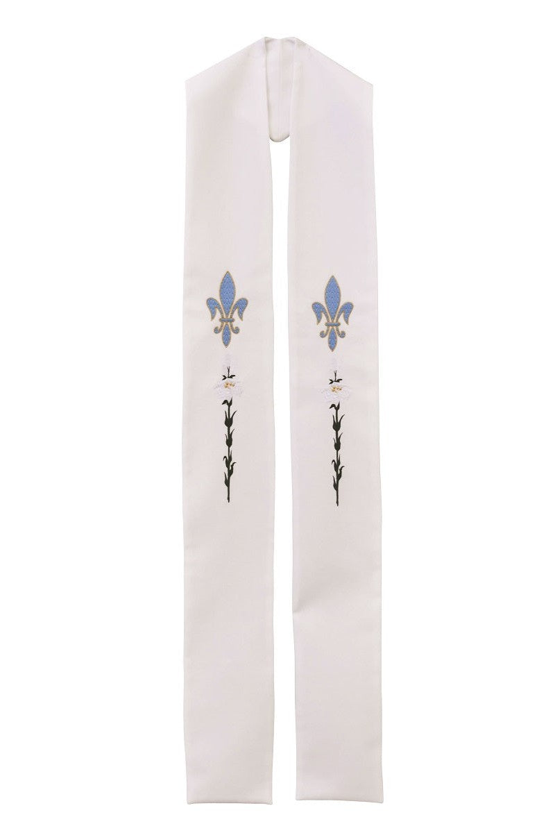 Stole with Cross & Lily - SL705/SL706-Church Life-Beau Veste-Pure White-Priest Overlay-Michigan Church Supply