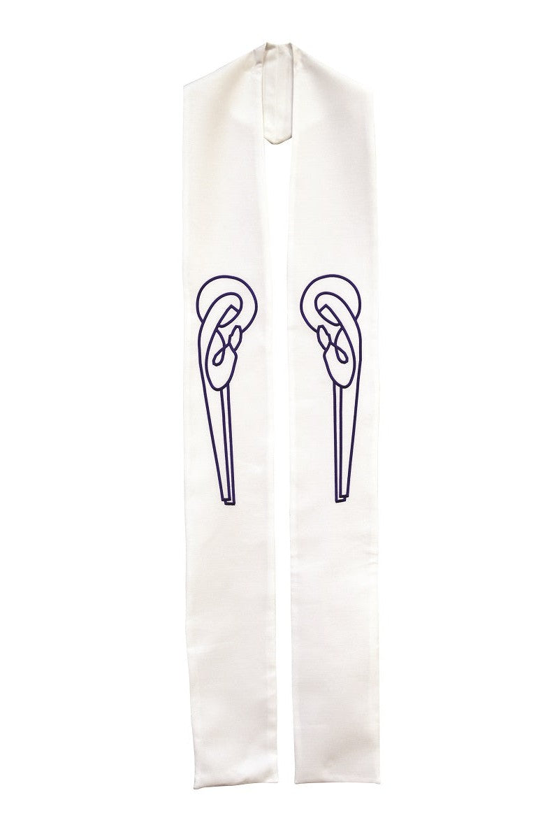 Stole with Image of Mary - SL785/SL786-Church Life-Beau Veste-Pure White-Priest Overlay-Michigan Church Supply