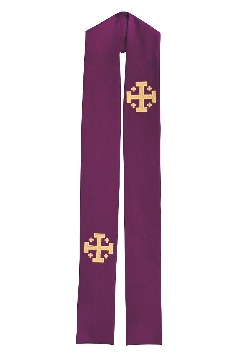 Stole with Jerusalem Crosses - SL707/SL708-Church Life-Beau Veste-Pure White-Priest Overlay-Michigan Church Supply