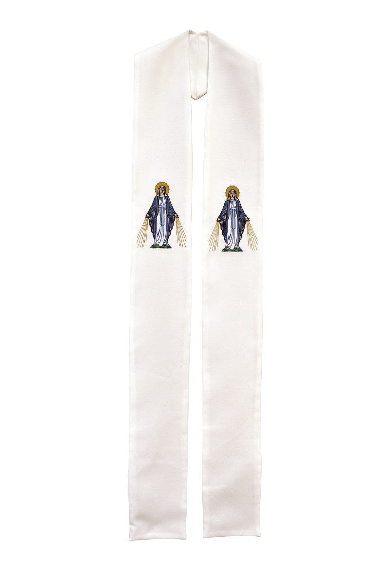 Stole with Our Lady of Grace - SL791/SL792-Church Life-Beau Veste-Pure White-Priest Overlay-Michigan Church Supply